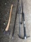 Axe, pick, 3 crowbars, pick axe