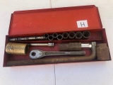 Socket set in red metal box