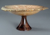 Maple burl with walnut burl footed natural edge footed bowl