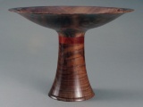 Walnut burl footed bowl w/bloodwood - 14.5 diameter, 10.375 height (P056-B)