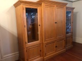 Large light wood entertainment center - three pieces