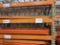 2 Orange metal storage shelving units with common center 12' x 8'