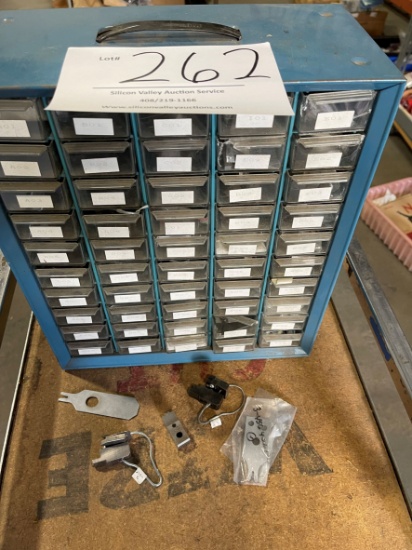 Metal parts cabinet w/contents - die sets and stripper blades