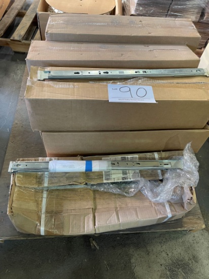Metal sliding shelf rails