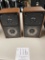 brown wood speakers, pair, brown, no grills,
