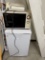 White GE Mini Refrigerator; Sharp Microwave; Ricoh Fax Machine