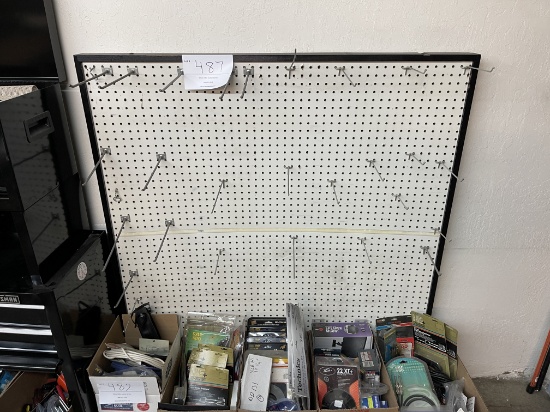 Peg Board Display With Hardware Fixtures 48" Wide X 12" Deep X 54" Tall
