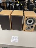 Three Mission Wood Speakers, One No Grill,