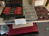 Three Plastic Cases - Hardware; Credo Drill Bits; Screw Driver Set