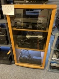 Oak Audio Storage Cabinet With Glass Doors 23