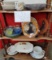All china and glassware on bottom two shelves of What Not Shelf