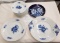 10 blue/white china dessert plates, two dinner plates, one platter and more