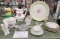 Teapot, two pitchers, large plate parakeets, crystal dish, heart and more