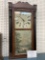 Antique wood clock with hand painted glass doors