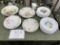 Approximately 15 milk glass plates, milk glass creamer and more