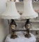 Two vintage porcelain and metal lamps w/shades  40