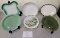 Six large plates w/stands - green