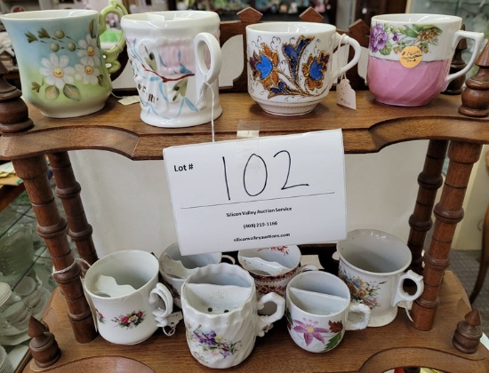 All china and glassware on top two shelves of What Not Shelf