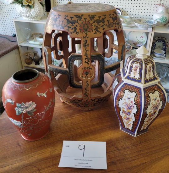 Asian ginger jar, vase, seat