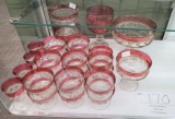 Cranberry glasses and serving bowls