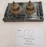 Antique marble and brass ink well set