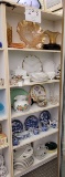 Five shelves of various glass, blue/white china, miscellaneous collectibles