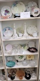 Contents of five shelves - glassware and china