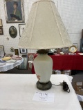 White glass lamp with shade