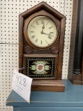 Small wood clock with key  17 1/2