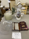 Approximately 16 glass plates, large glass bowl and more