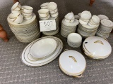 White with gold trim set of china, approximately 164 pieces