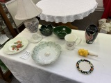 Asian ceramic lamp,, vase, mug, demmitasse and more
