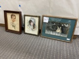 Three framed pictures