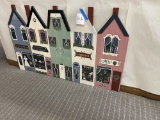 Hand painted town wood screen  39 1/2