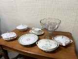Four covered china dishes (one Haviland) and more