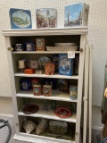 Contents of five shelves - tins, dishes, knick knacks and more