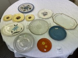 Various ceramic plates, glass, china (approximately 11)