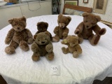 Six teddy bears (three are jointed)