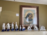 Picture of Madonna, three pair china dogs, pair of china cats and more