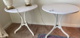 Pair of white metal tables  29 1/2