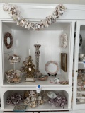 Two shelves - shells, picture, candleholder, swag