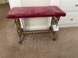 Rose velvet vanity bench with gilt metal stand