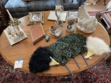 Lot of various items - picture frame, five feather fans and more