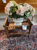 Small wood plant stand w/flowers  15