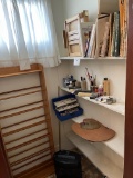 All art supplies in closet including portable easel, paints and more