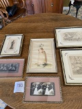 Six framed pictures/etchings