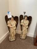 Pair paper mache angels candle holders