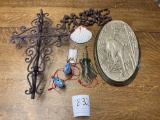 Rustic cross, large rosary and more