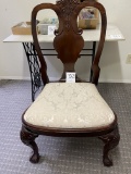 Mahogony chair with brocade seat