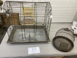 Two metal bird cages